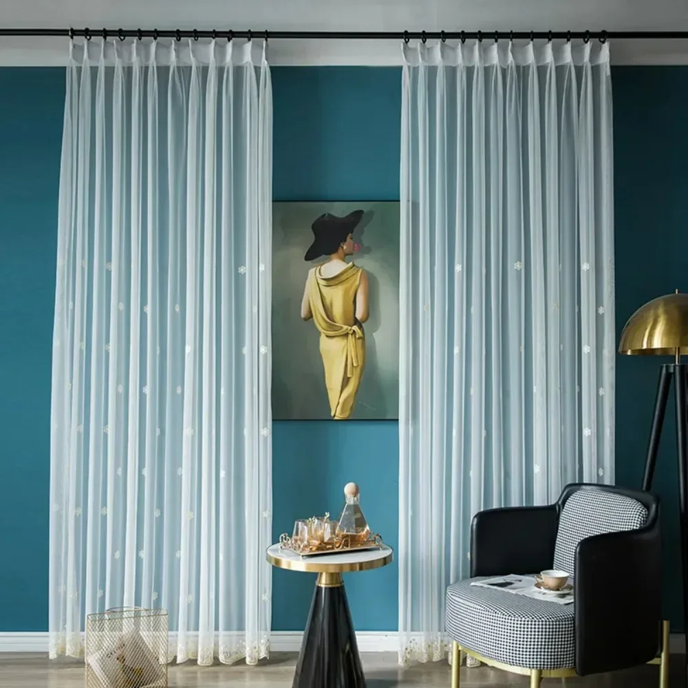 Curtains for Living Room Bedroom Light Luxury White Sheer Balcony Thermal  Drapes Tulle Custom Gauze