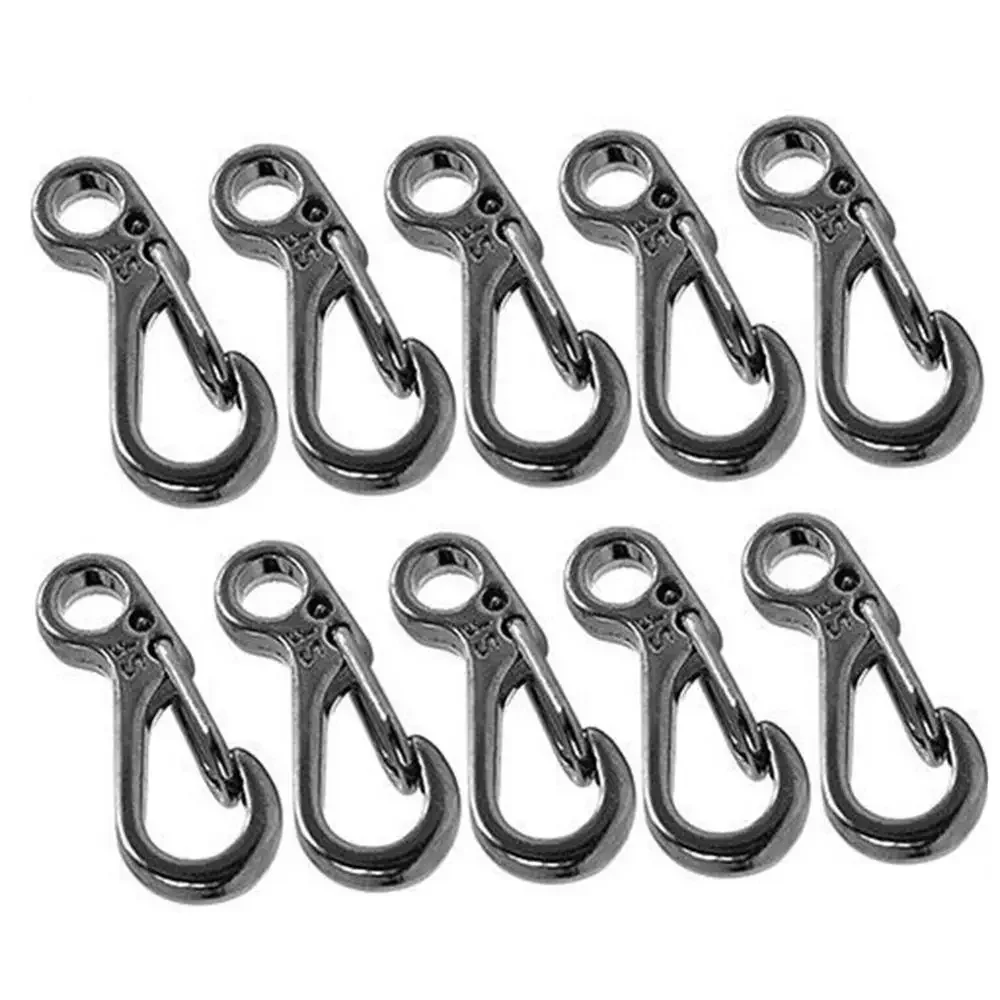 10 X EDC Mini Stainless Steel Climbing Camping Key Buckle Snap Spring Clip Hook Carabiner