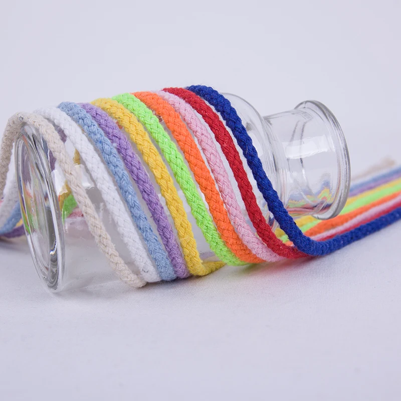 10Yards 5mm Colored Twisted Cord Rope 100% Cotton Rope Cords Craft Decorative Twisted DIY Handmade Bag Drawstring Accessories