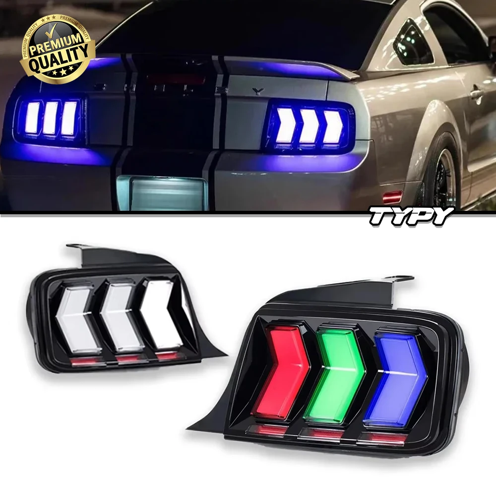 

Задние фонари RGB для Ford Mustang 2004-2009, обновление, модифицированные задние фонари, динамический указатель поворота, автомобильный светодиодный задний фонарь в сборе
