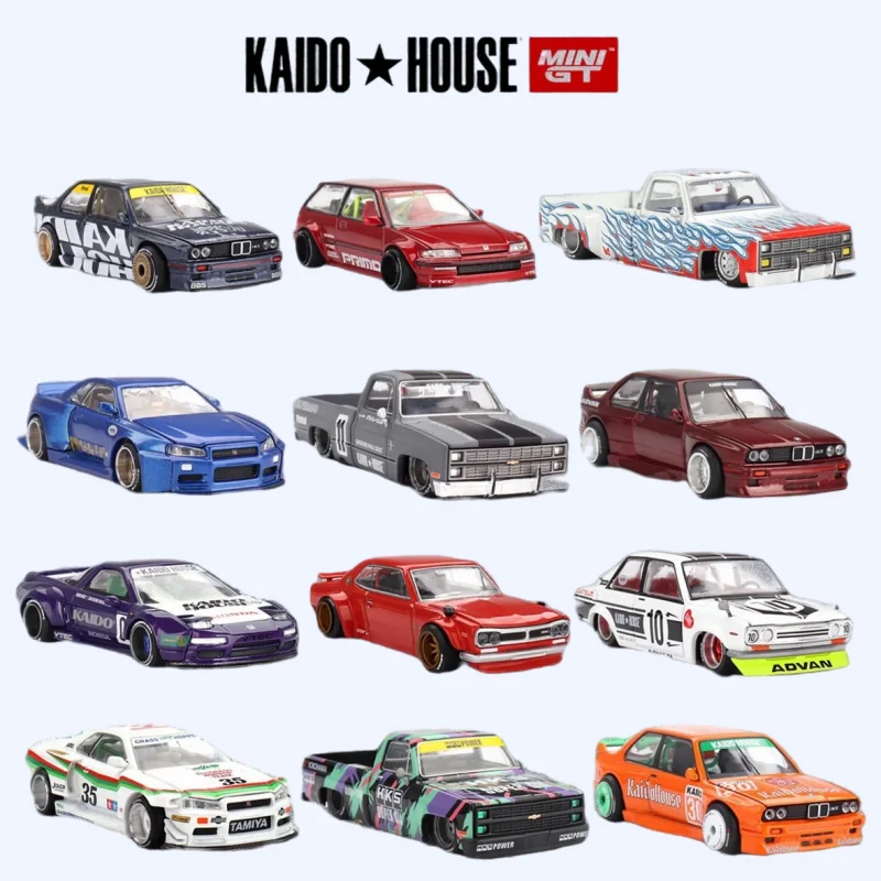 Kaido House 1:64, Skyline R33 Civic Datsun Lady Chevrolet Collection, liga fundida estática Assustador Car Tide Play modelo presente.