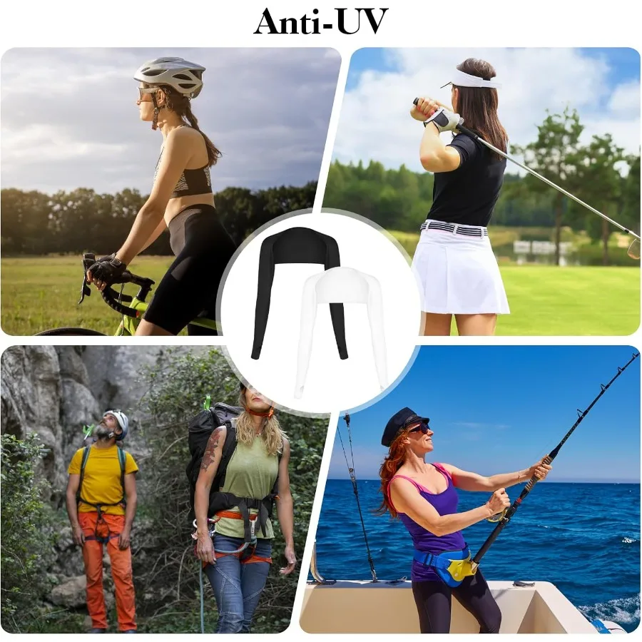 2 Pack Cooling Arm Sleeves for Women with Finger Hole for Sun Protection During Outdoor Activities like Golfing Lightweight UV