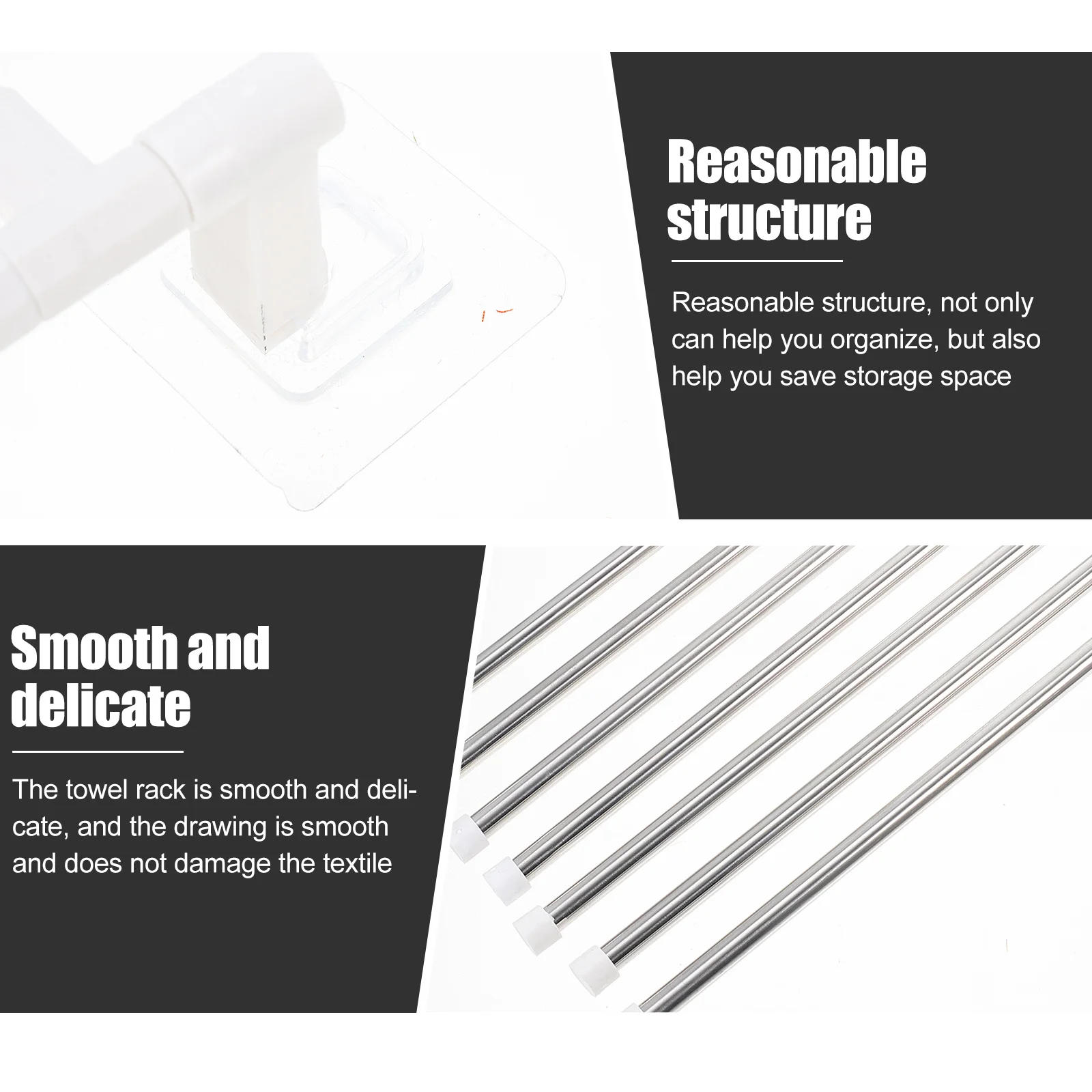 

1Set Wall-Mounted Towel Rack Stainless Steel Rotatable Bathroom Storage Shelf Scratch-Resistant Easy Holder