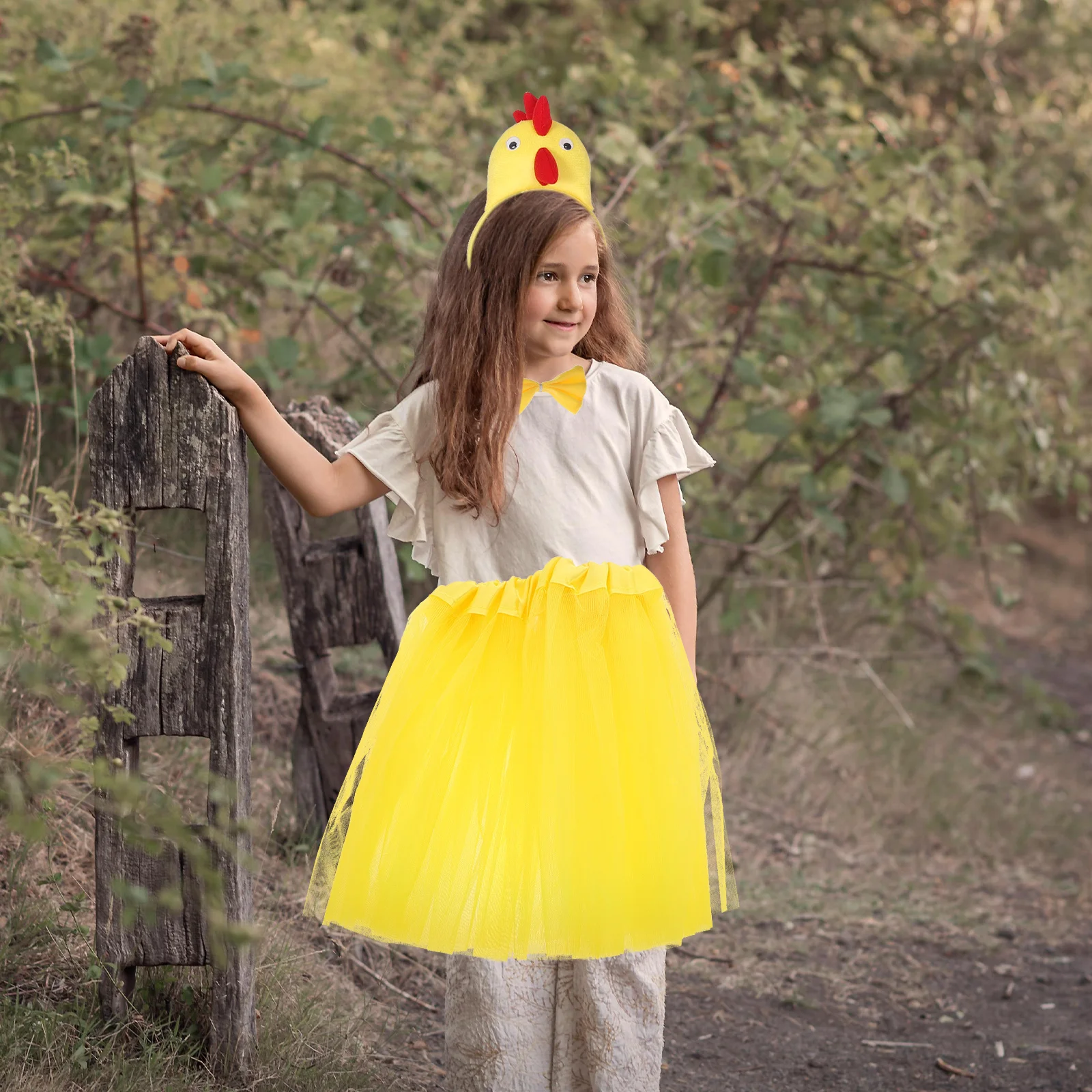 1Set Rooster Kids Costume Set Chicken Cosplay Outfit Headband Bow Tie Tail Tutu Skirt Party Birthday Dress Costume for Chicken