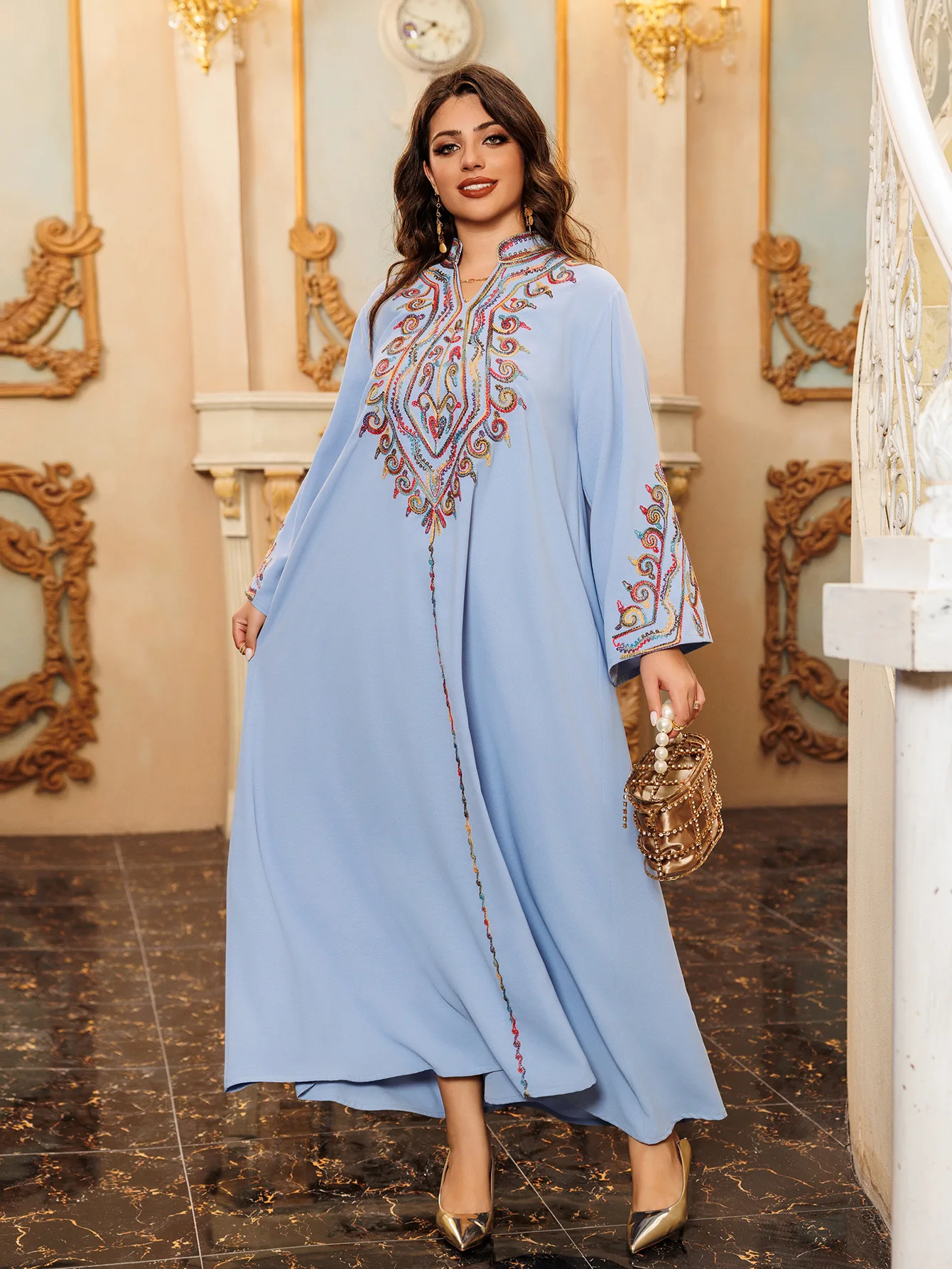 Ramadan Abayas for Women Muslim Embroidery Maxi Dress Dubai Kaftan Turkey Arab Robe Eid Djellaba Caftan Marocain Femme Jalabiya