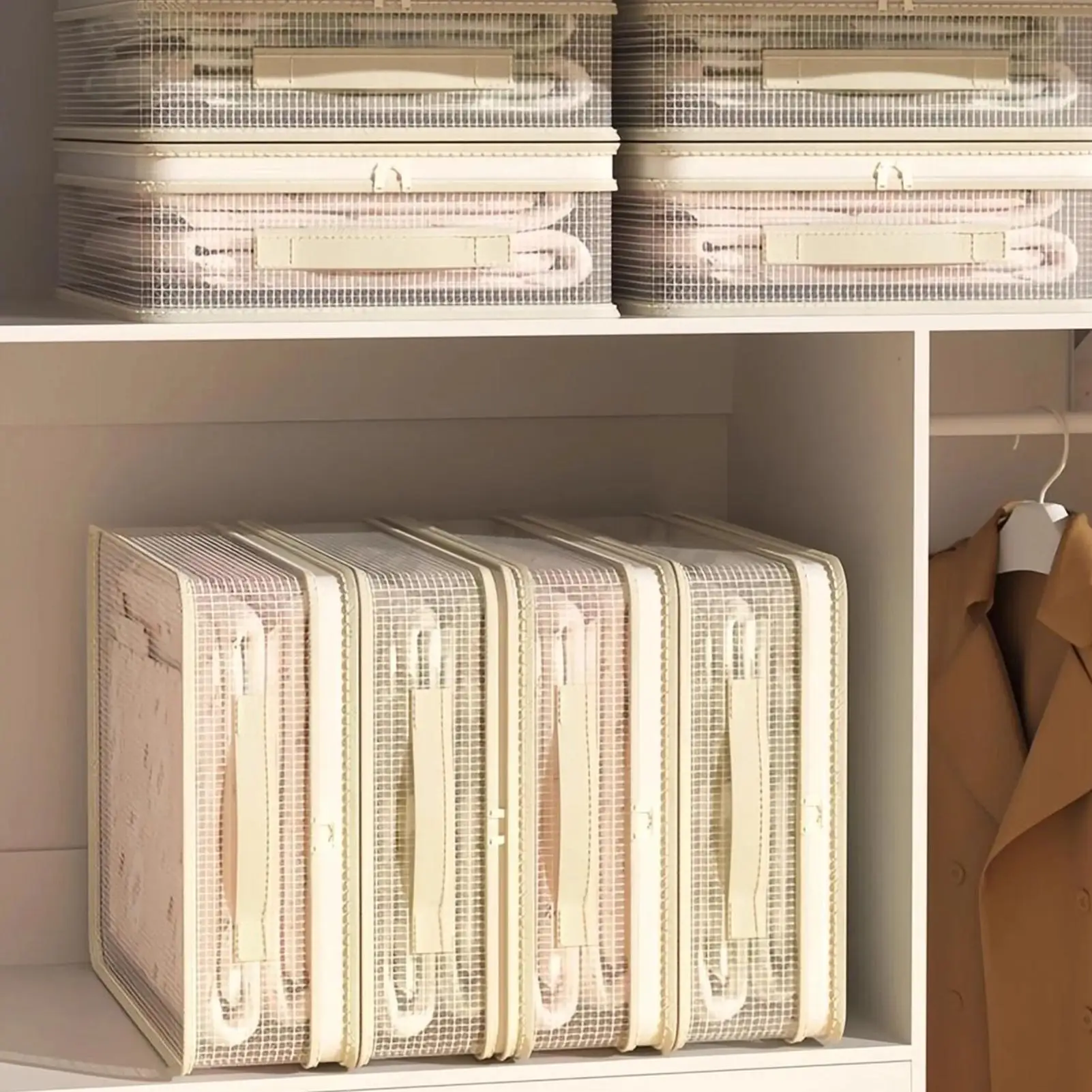 

Sheet Storage Organizer Space-Saving Foldable Stackable Bag With Zipper Bed Sheet Storage For Closet Dorm Bedroom Home Duvet