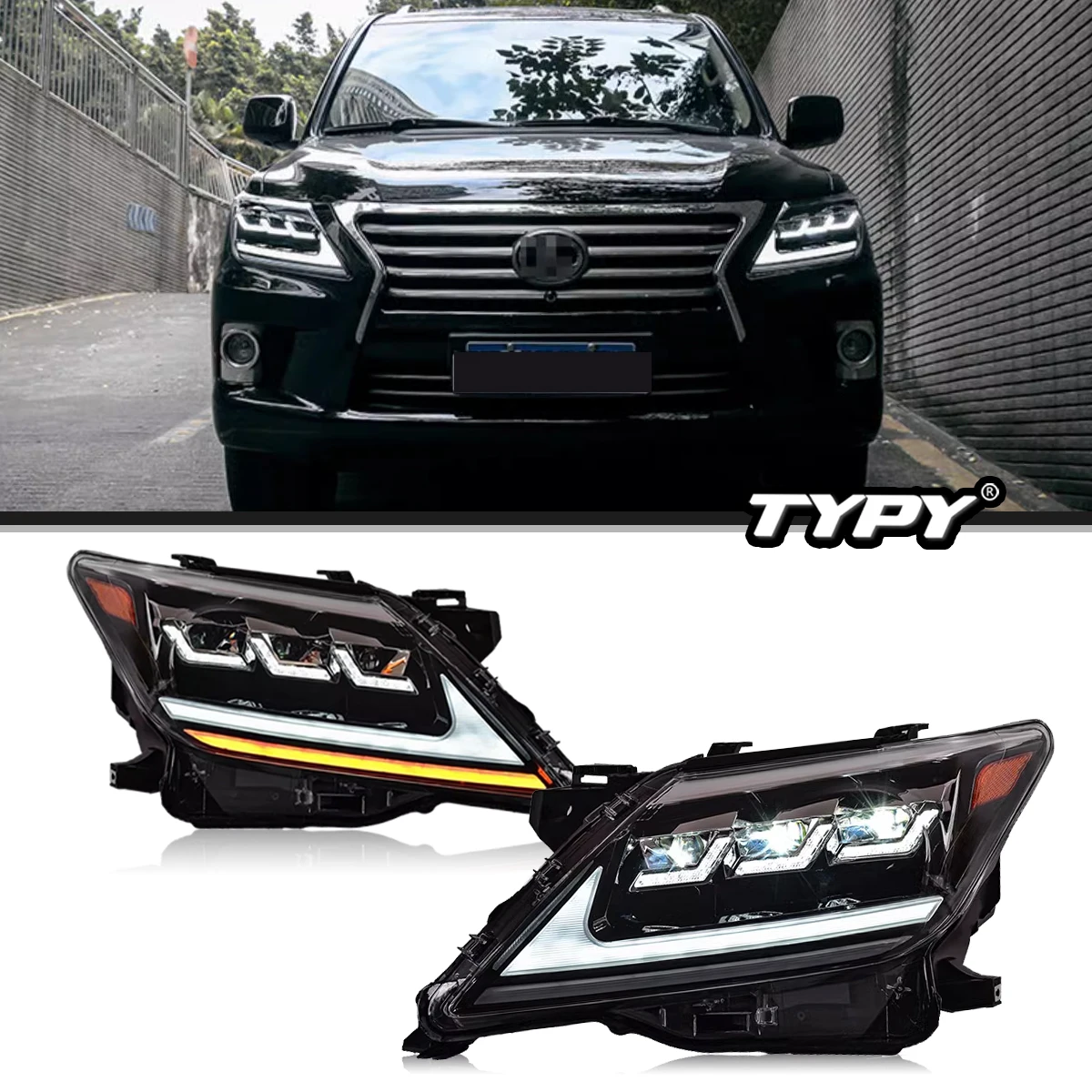 

TYPY Car Headlights For Lexus LX570 2009-2015 LED Car Headlights Dynamic Information Turn Signals Car Accessories