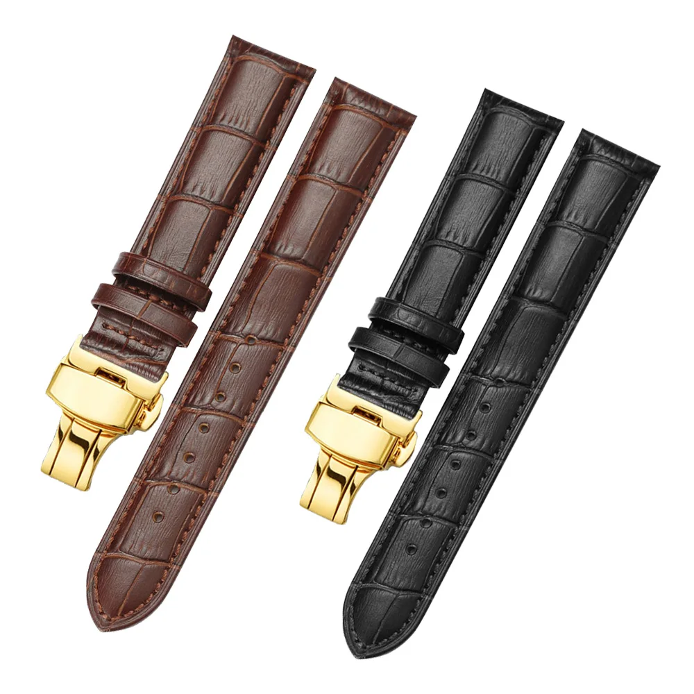 Butterfly Buckle Leather Strap Leather Watch Band Universal Watchband 12mm 14mm 16mm 18mm 19mm 20mm 21mm 22mm 24mm