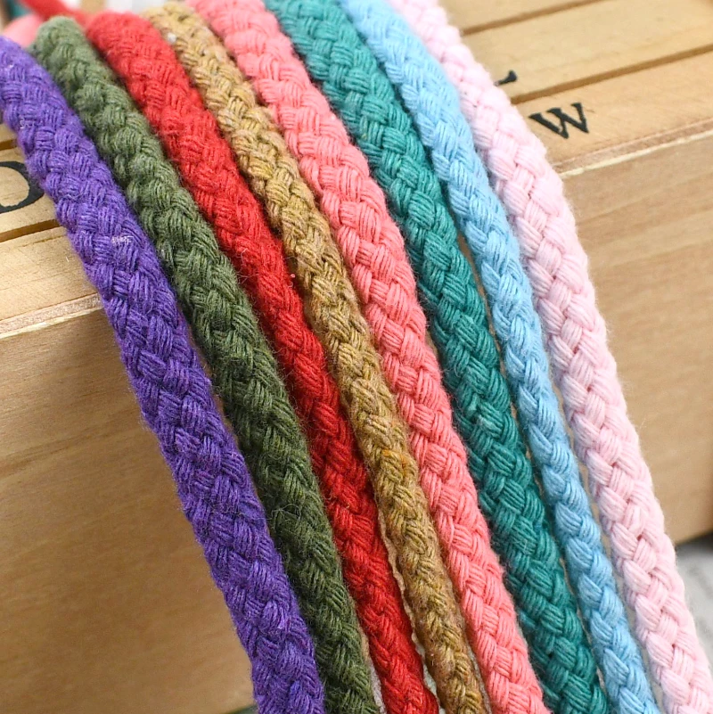 

100M 5/7mm Cotton Cord for Sewing Twisted Rope Bag Strap Weave Cords Woven String Home Textile Decoration Rope Craft Accessories