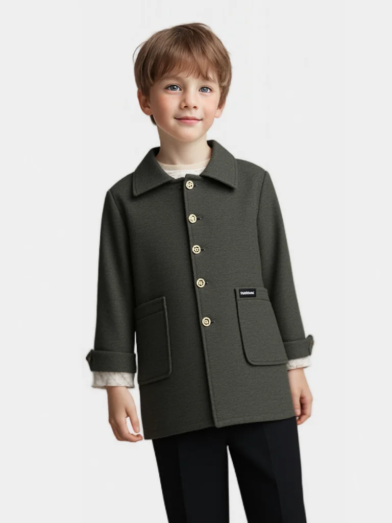 

Boys British Style Winter Wool Coat Kids Windproof Outdoor Birthday Party Long Jacket Children Photography Woolen Coat 3-15Y