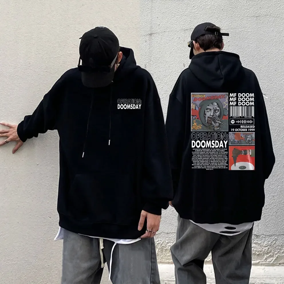 Rapper Mf Doom Hoodie grafis Pria Wanita, Hoodie longgar kasual Hip Hop ukuran besar musim gugur musim dingin