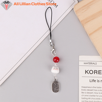 Cute Kawaii Lucky Money Cat Phone Charms Beaded Key Chain For Woman Bag Pendant CCD Camera Decoration