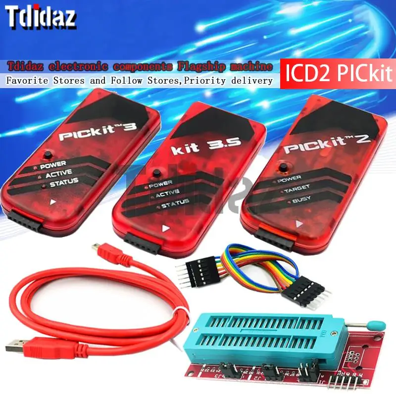 PICKit2 PICKIT3 PICKit3.5 Programmer + PIC ICD2 PICKit 2 PICKIT 3 PICKIT 3.5 Programming Adapter Universal Programmer Seat