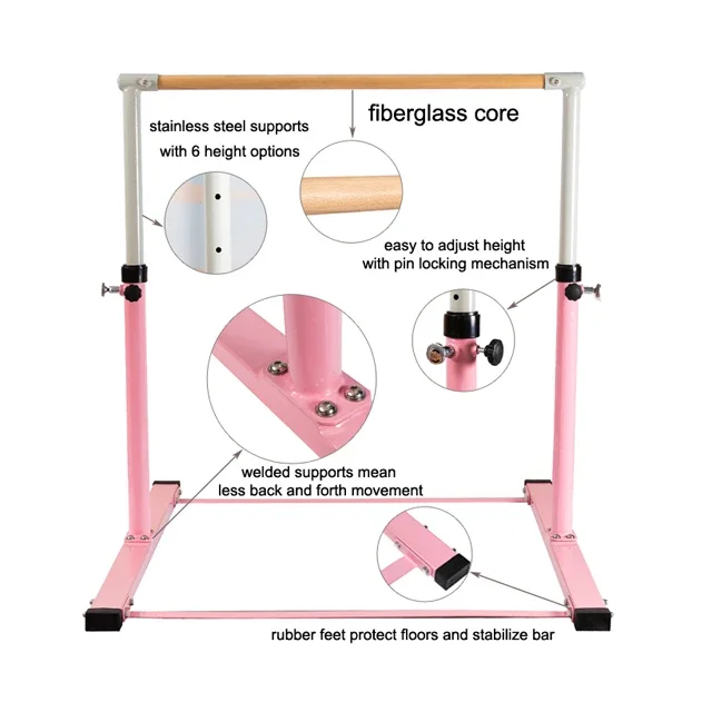 Gymnastics Training Bar Height Adjustable Horizontal Bar for Kids