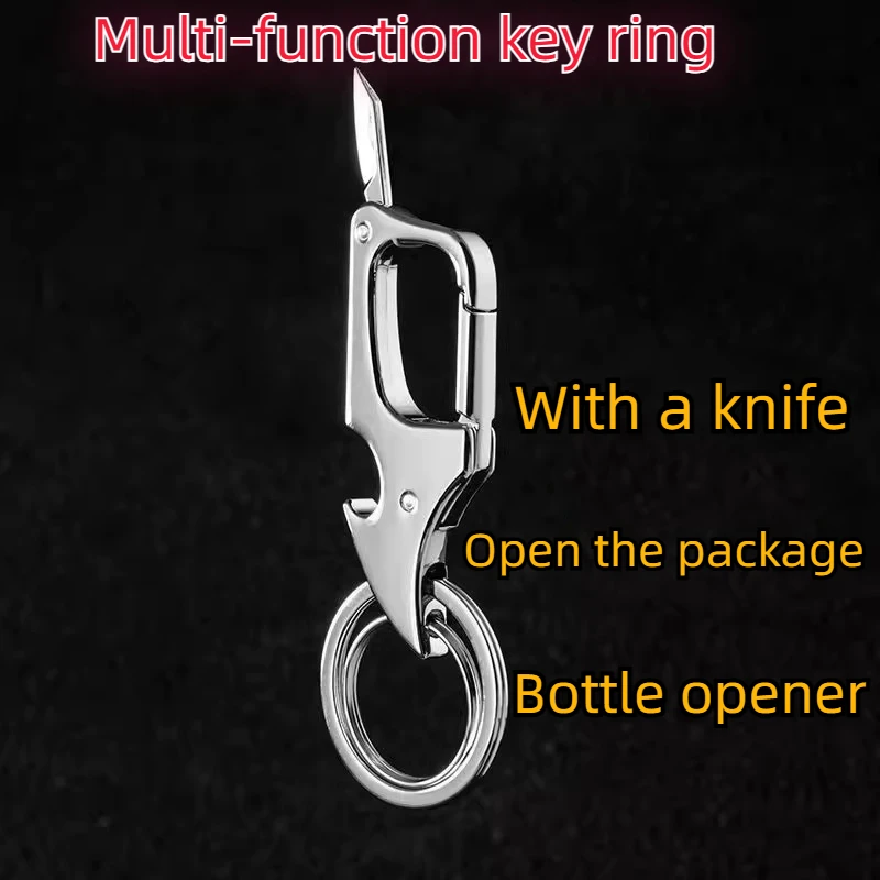 Multi function Key ring With Ffolding Knife Detachable Delivery Belt Bottle Opener Creative Personality Anti loss Key ring