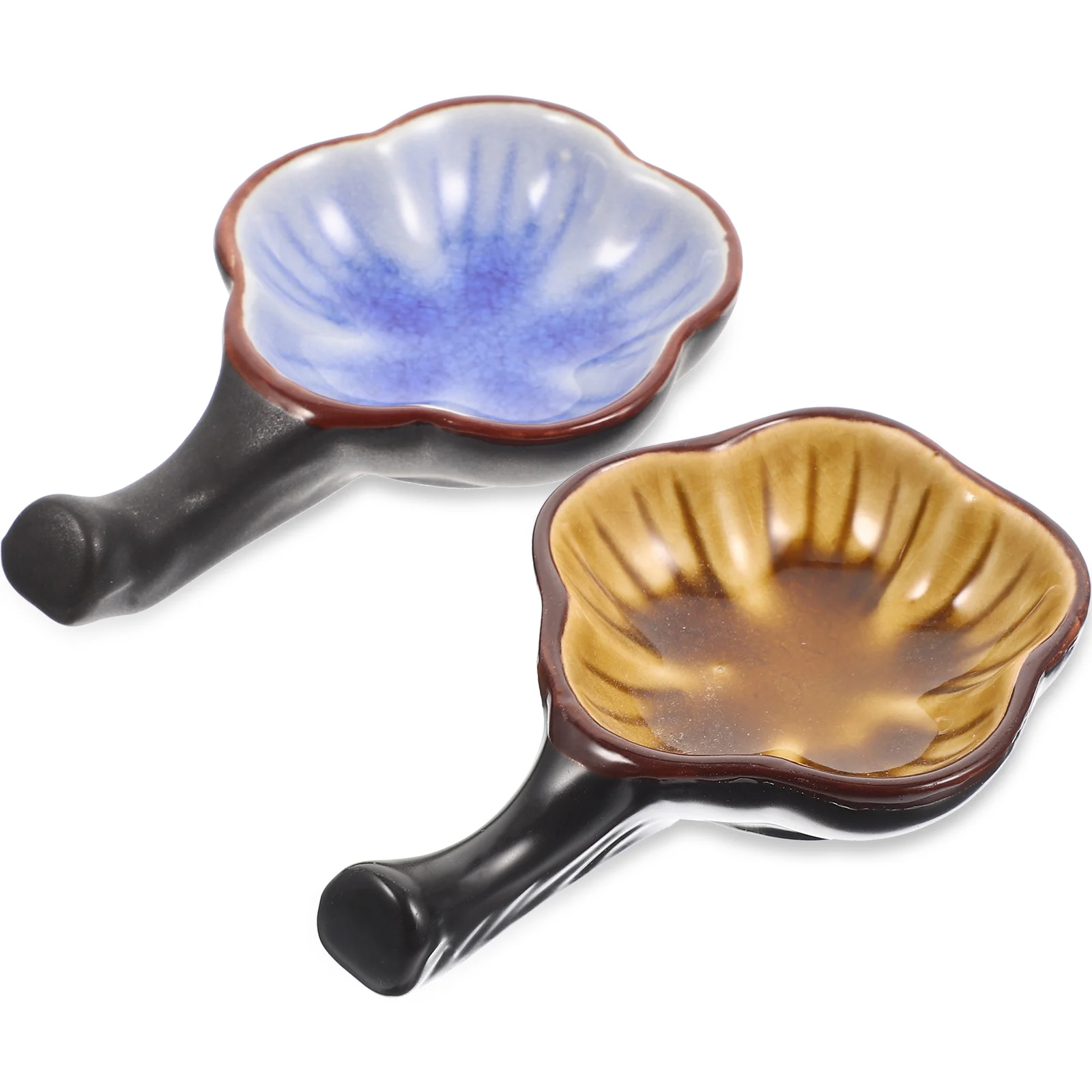 2Pcs Ceramic Ink Dish Plate Delicate Portable Inkwell Decorative Ink-Stone Ornament for Chinese Calligraphy Supplies