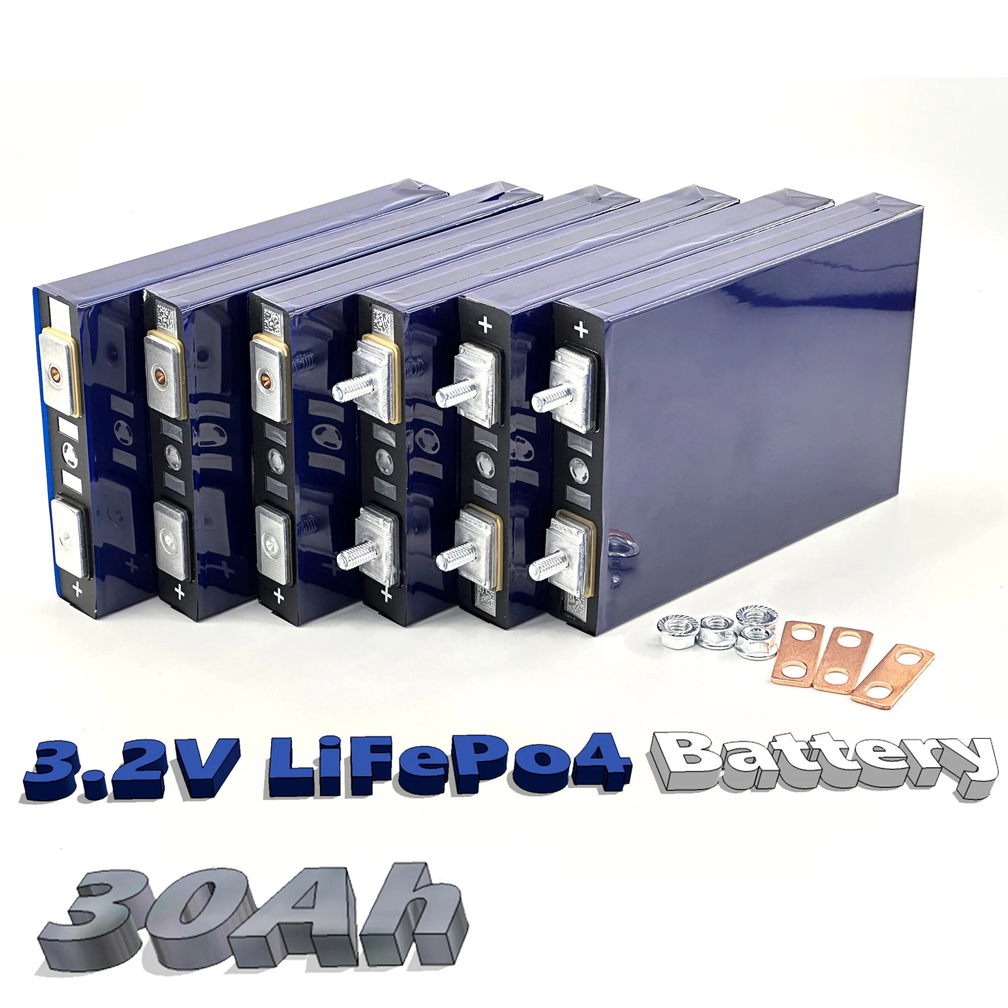 3.2V 30Ah Rechargeable LiFePO4 Battery for 4S, 12.8V, 12V, 24V, 3C, 5C Golf Carts, Offline Solar Energy Storage