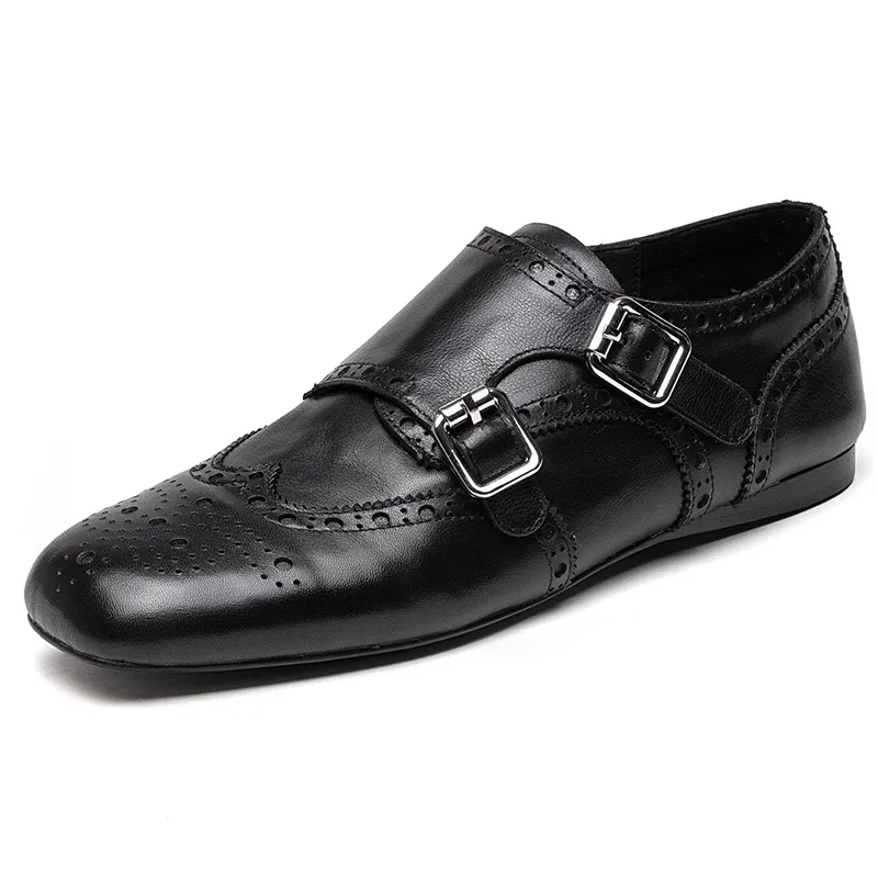 

New British Retro Handmade Fashion Genuine Leather Loafers Shoes Women Brogues Slip-on Formal Breathable Casual Leather Shoes