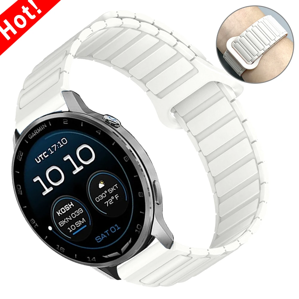 22mm 20mm Silikonarmband für Garmin D2 Air X15 Venu Sq 2 3 4/Active 6 Vivoactive 4 6 5 Forerunner 570 645 Magnetisches Schlaufenarmband
