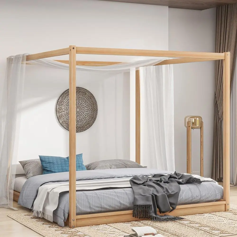 

Деревянная кровать-платформа Natural King Size с ламельным основанием для детей, подростков и взрослых