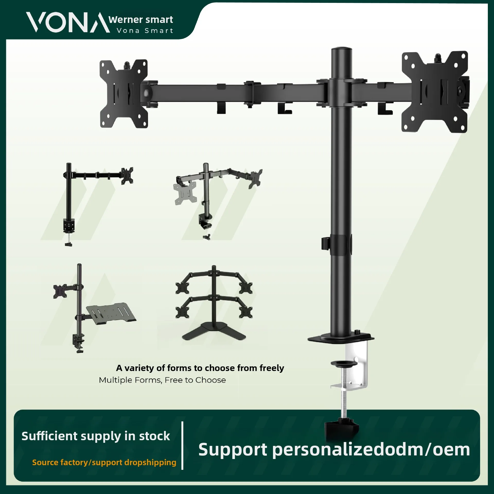 Multi Form Monitor Mount Inch Displays Single Dual Triple Four Screen Desk Stand Telescopic Arms Rotation Clamp Base Office