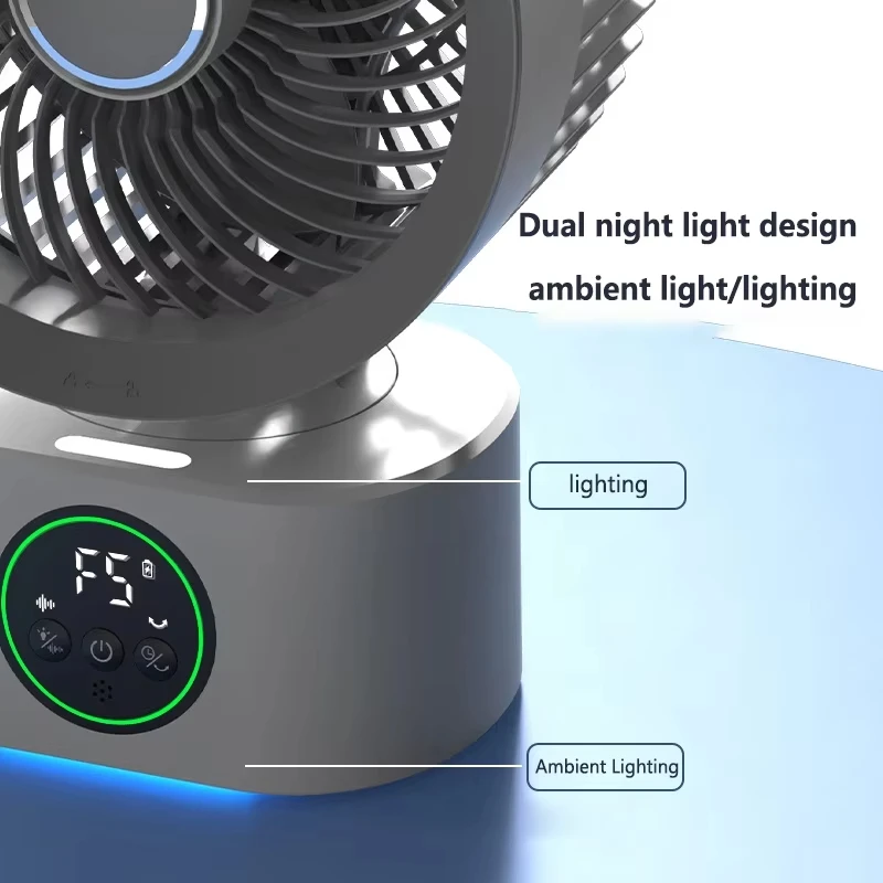 

Lenovo 2000MAH Portable Rechargeable USB Wall Hanging Fan Remote Control Folding Shake Head Fan Night Light Air Cooler Household