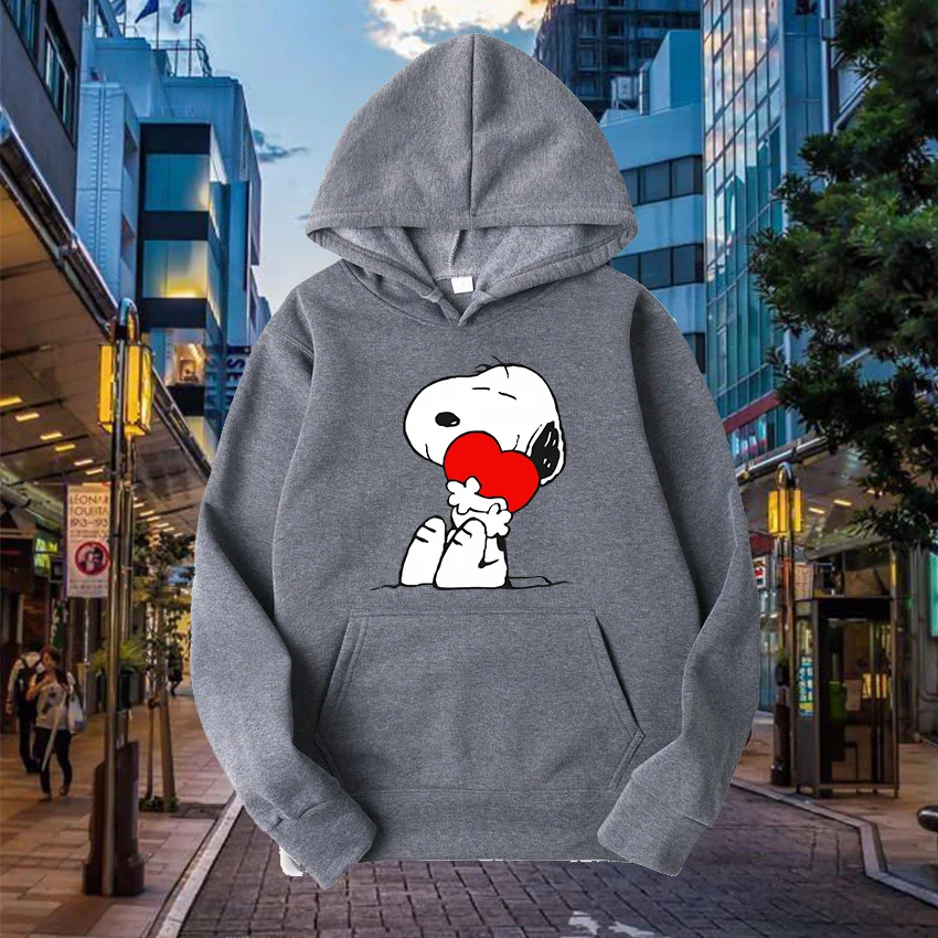 Popular cartoon character Snoopy Charlie Brown hooded hoodie for men and women, casual sports street hoodie for couples