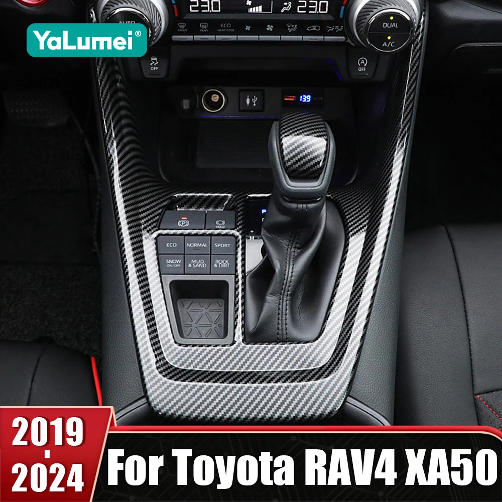 

ABS углеродное волокно, крышка панели переключения передач, накладка LHD RHD для Toyota RAV4 XA50 2019 2020 2021 2022 20232024, гибридные автомобильные аксессуары