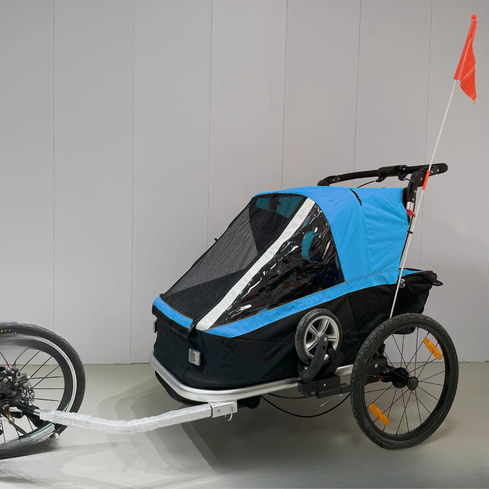 مقطورة دراجة مزدوجة خارجية للسفر في الهواء الطلق مقطورة دراجة عربة يومية