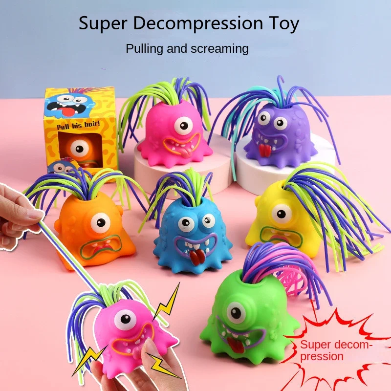 Funny Screaming Toys Stress Relief Soft Toy Pulling Hair Scream Decompression Prank Toy Kids Adult Party Mischievous Funny Toys