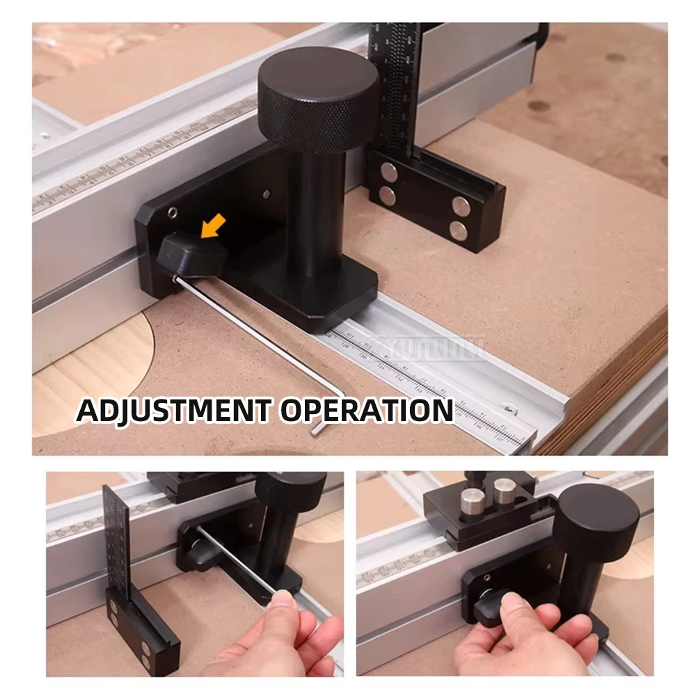 Drill Press Fence with Dust Collection Port, Multi-Position Stop Block for Precision Woodworking