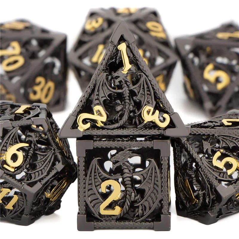 

OUKELANWO DND Metal Hollow Dice Set D&D, Polyhedral Role Playing Dice, D and D Dungeon and Dragon Dice D20 D12 D10 D8 D6 D4