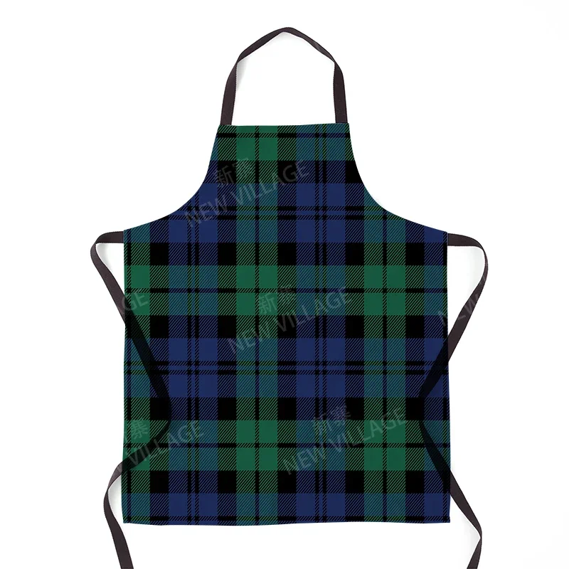 Aesthetics Women\'s Kitchen Apron Original by Children\'s Simple Checker Line Waterproof Girl Waiter Work Apron Oil Resistant