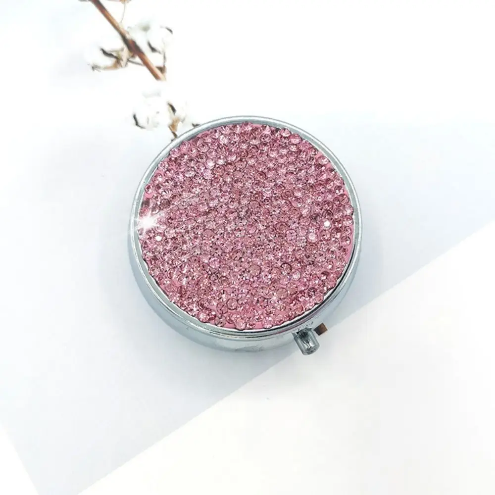 Fashion Dust-proof Sparkling Pill Box Sealed Waterproof Round Pill Cases Refillable Mini Storage Box Travel