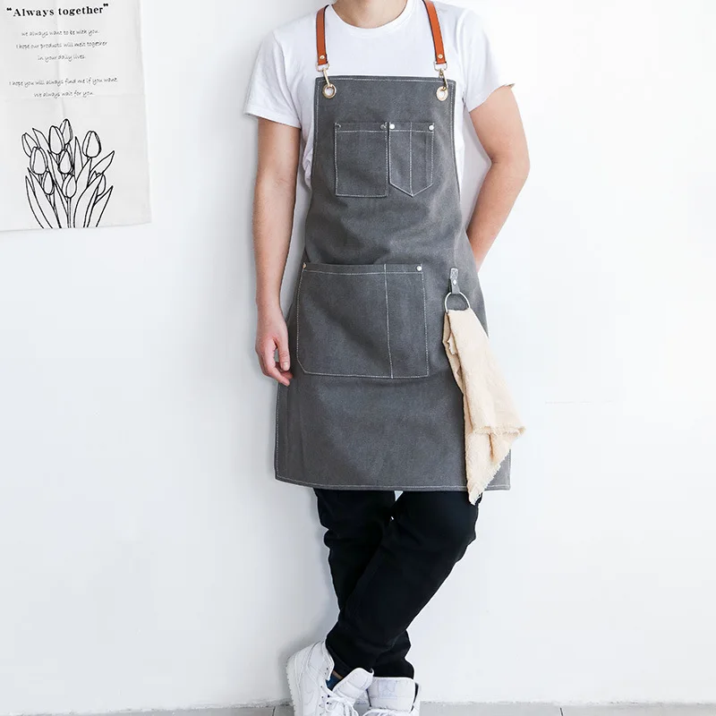 Canvas Hairstylist Apron with Multiple Pockets and Hanging Loops Kitchen Workwear Men's and Women's Workwear