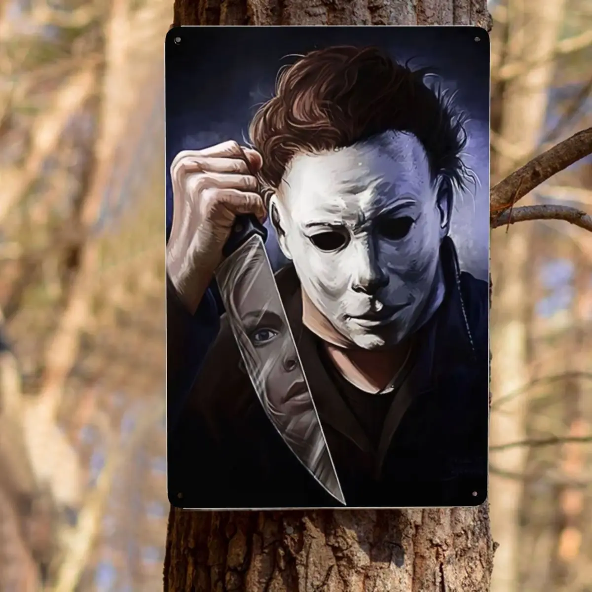 الرجعية هالوين فيلم الرعب مايكل مايرز علامة معدنية شخصية القصدير اللوحة حانة جدار بار ديكور زينة الفن