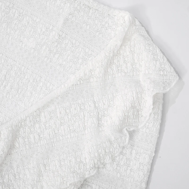 CUTENOVA Frauen Herbst Neue Einfarbig Spitze Leicht Ausgestelltes Langarm Äußere Top Frauen Sexy Sehen-Durch Crop Top Tie-Up Strickjacke