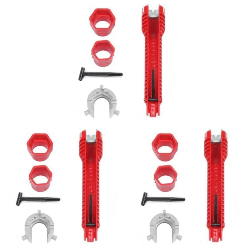 

3 Sets Multifunctional Faucet Wrench Tool For Bathroom Plumbing Repair Sink Repair Wrench