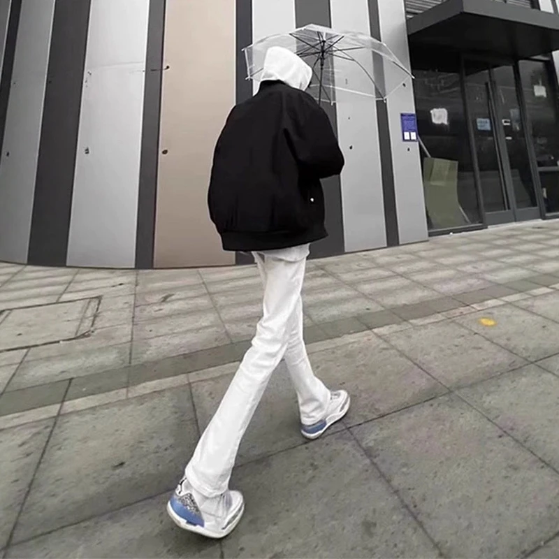 

Men's Cleanfit Low Waist Slim Fit Jeans Spring Autumn High Street Style Tapered Leggings Leaf Blade Design plus Size Jeans