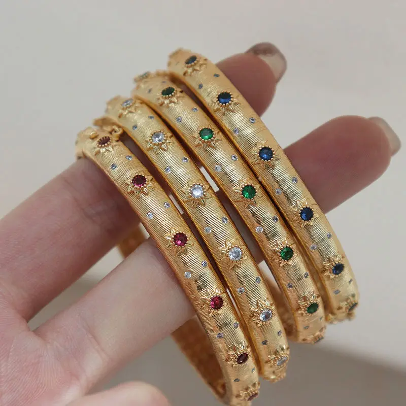 

Medieval court style brushed bracelet Zircon retro open bracelet luxury designer jewelry brand