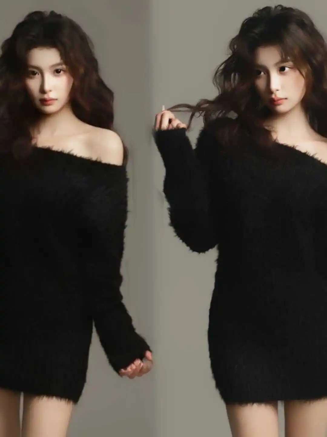 Black Portrait Photography Clothing One Shoulder Korean Style Studio New Arrival Women's Fashion Stage Costume Polyester