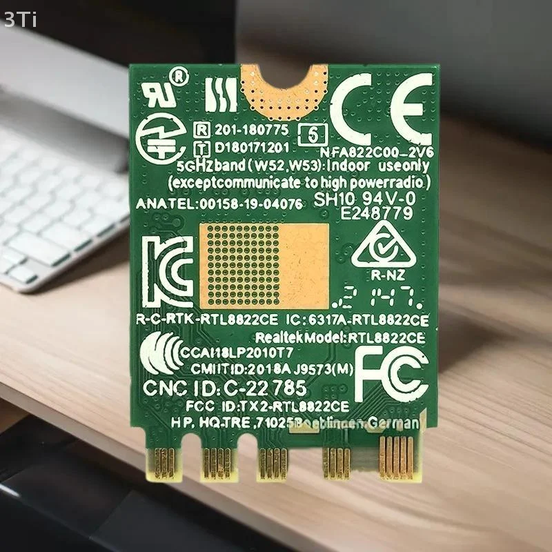 

RTL8822CE M2 Wifi Card Set - IPX Connector, 2.4Ghz, Bluetooth-Compatible, Dual Band 802.11ac 1200Mbps