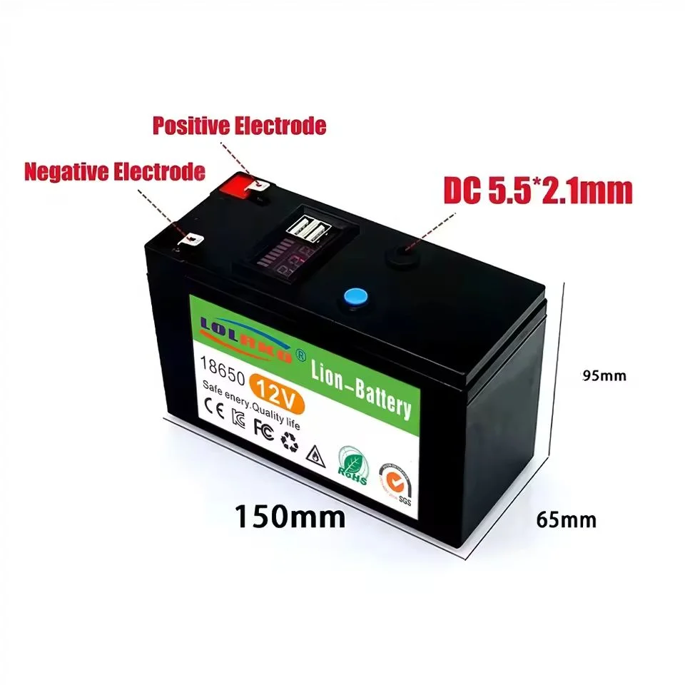 18650 Battery 12V 12000mAh Lithium Battery Deep Cycle 30A BMS 4000+Cycles Perfect for Solar Fish Finder Power Wheel Boat Home RV