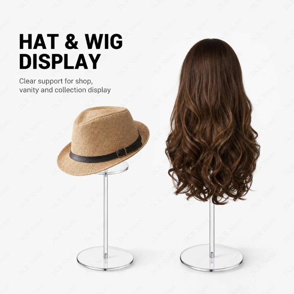 30CM Cap Hat Display Stand Transparent Acrylic Wig Riser Holder Counter Storage Rack for Jewelry Watch Shop Shelf view 4