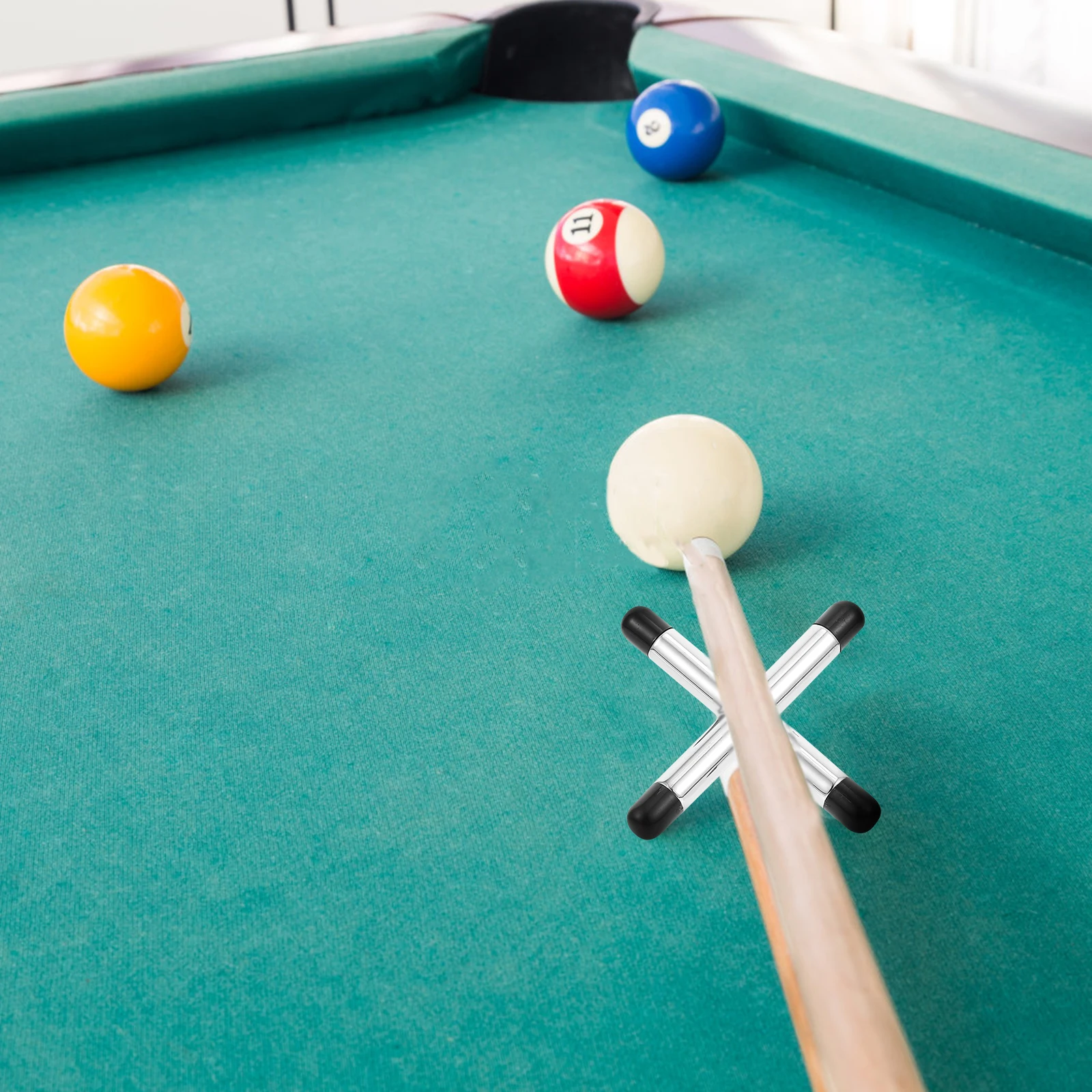 

Pool Bridge Billiards Fork Cue Rest Metal Frame Sticks Portable Cross Rack Accessory Snooker Stable Shooting Precise