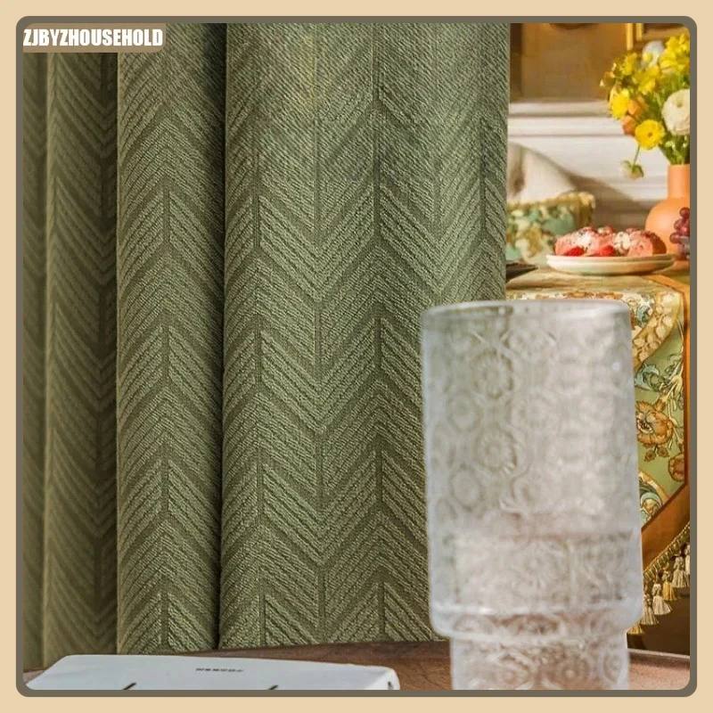 

Living Dining Room Bedroom Vintage Blackout Light Luxury Simple Chenille Country Rustic Green Retro Print Nature Vertically