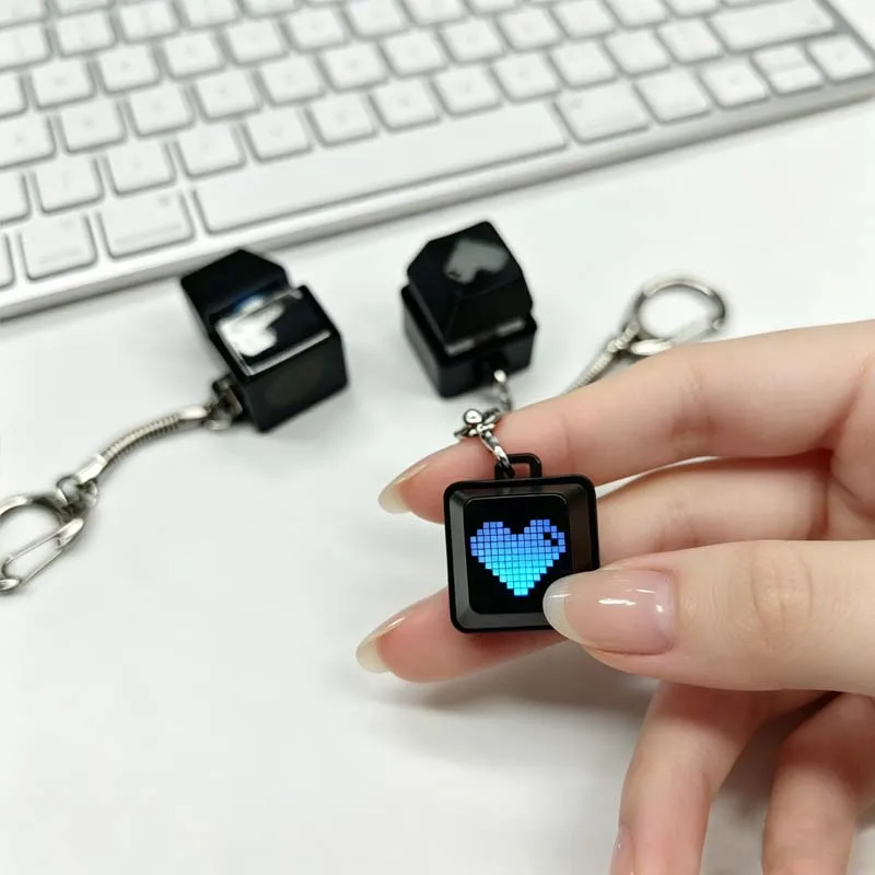 Cute LED Heart Lighting Keychain Fidget Toy Fingertip Office Decompression Toy Keyboard Cap Mobile Phone Backpack Pendant Gifts
