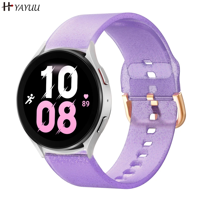 20mm Shiny Silicone Band for Samsung Galaxy Watch 6 5 4 40mm 44mm,Galaxy Watch 5 Pro Band 45mm/Watch 6 4 Classic Band 43mm 47mm