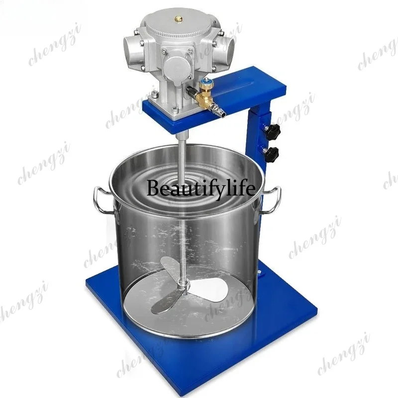 

81 Manual Platform Pneumatic Paint Mixer – 25 50 Gallon Clamp-On Drum Mixer with Lift Stand Industrial Paint Mixing
