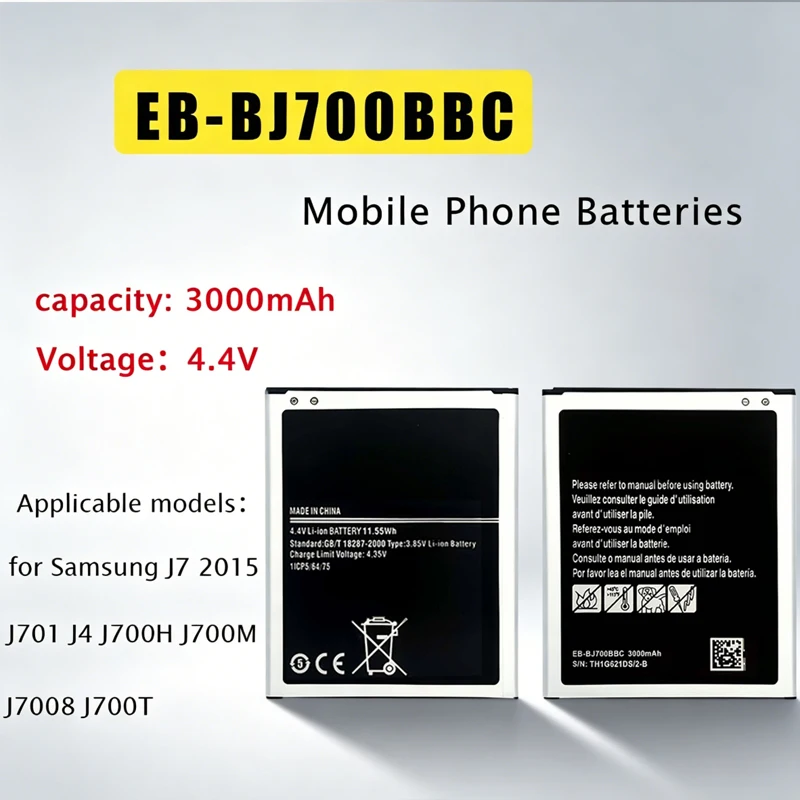 Para baterías de teléfonos móviles Samsung EB-BJ700BBC 3000mAh para Samsung J7 2015 J701 J4 J700H J700M J700T J7008 batería de repuesto